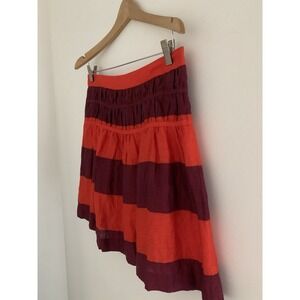 Ann Taylor Loft Skirt Size 4 Rouched Fit And Flare Purple And Red Color Block